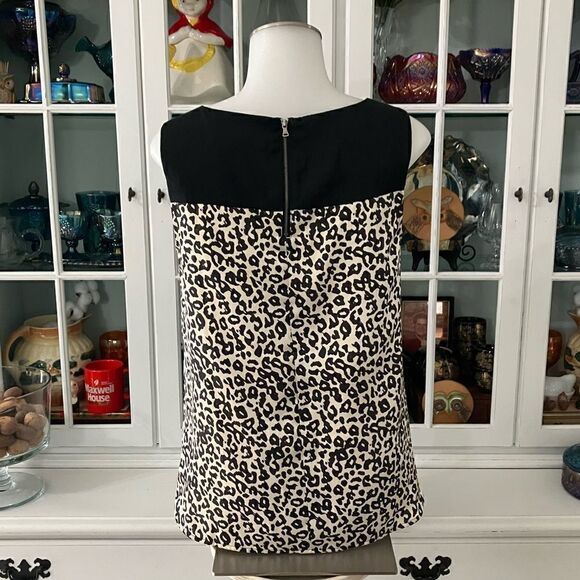 Ann Taylor LOFT Black & Cream Leopard Top Sz XS - Picture 6 of 8